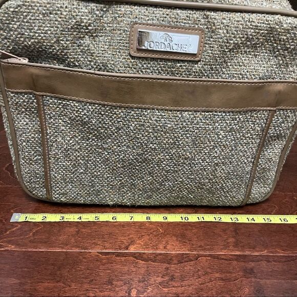 Vintage Jordache Tweed Beige Tan Weekend Carry On Overnight Bag - Picture 5 of 14